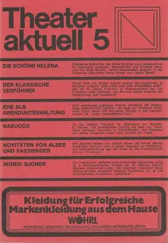Städtische Bühnen Nürnberg, Dramaturgie Schauspiel / Musik: Programmheft THEATER AKTUELL Nr. 5 Januar 1972 Spielzeit 1971 / 72. 