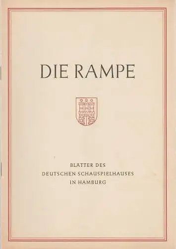 Deutsches Schauspielhaus Hamburg, Albert Lippert, Ludwig Benninghoff: Programmheft Shakespeare ROMEO UND JULIA Die Rampe Schauspielhaus Hamburg 1953. 