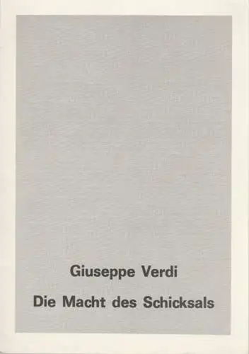 Bühnen der Landeshauptstadt Kiel, Joachim Klaiber, Mario Krüger, Michael Leinert, Stephan Volkmann: Programmheft Giuseppe Verdi DIE MACHT DES SCHICKSALS Premiere 25. November 1971 Opernhaus Spielzeit 1971 / 72 Heft 8. 