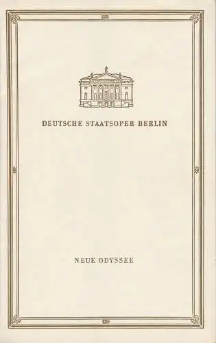 Deutsche Staatsoper Berlin, Günter Rimkus, Frans Haacken: Programmheft Victor Bruns NEUE ODYSSEE BALLETT VON ALBERT BURKAT 25. Januar 1958. 