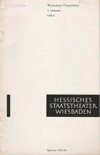 Hessisches Staatstheater, Friedrich Schramm, Lüder Wortmann, Claus Peter Witt: Programmheft Nico Dostal CLIVIA Januar 1956 Spielzeit 1955 / 56 Heft 8. 
