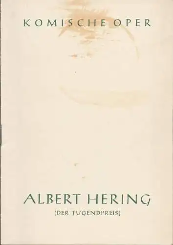 Komische Oper, Martin Vogler, Rudolf Heinrich: Programmheft Benjamin Britten ALBERT HERING 6. Januar 1960. 