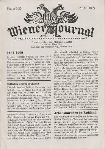 Metropoltheater Dramaturgie, Hans Pitra, Hermann Kaubisch: Programmheft Johann Strauß WIENER BLUT 1955 Altes Wiener Journal. 