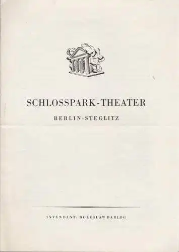 Schlosspark-Theater Berlin-Steglitz, Boleslaw Barlog: Theaterzettel Hans Rehfisch / Wilhelm Herzog DIE AFFÄRE DREYFUS 29. April 1951. 