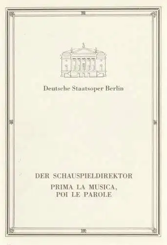 Deutsche Staatsoper Berlin Deutsche Demokratische Republik, Walter Rösler, Gitta Kettner, Wolfgang Jerzak, Rolf Kanzler, Lutz Colberg, Christine Schaefer: Programmheft Wolfgang Amadeus Mozart  / Antonio.. 