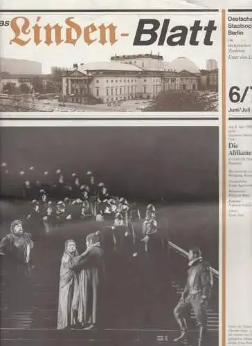 Deutsche Staatsoper Berlin, Gode Weichenhain, Manfred Haedler, Marion Schöne, Wolfgang Jerzak, Rolf Kanzler: Programmheft DEUTSCHE STAATSOPER BERLIN DAS LINDEN-BLATT   6 /7  Juni / Juli 1992. 