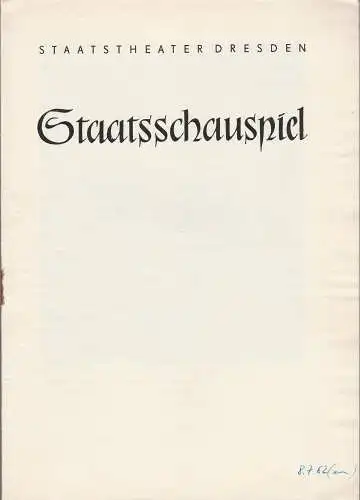 Staatsschauspiel Dresden, Gerd Michael Henneberg, Eberhard Sprink: Programmheft Goethe FAUST 1. Teil  Staatsschauspiel Dresden 1962. 