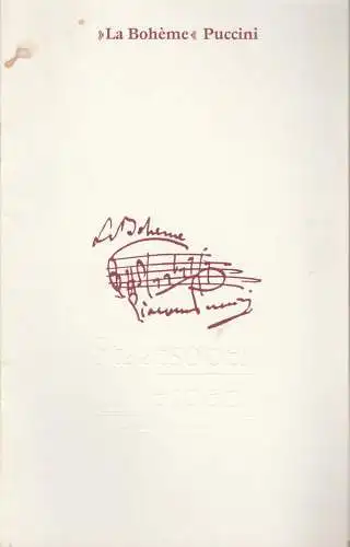 Staatsoper Dresden , Semperoper, Mathias Rank, Ekkehard Walter: Programmheft Giacomo Puccini LA BOHEME 25. Januar 1986 Spielzeit 1985 / 86. 