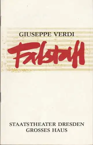 Staatsoper Dresden, Fred Larondelle, Horst Seeger, Eberhard Schmidt: Programmheft Giuseppe Verdi FALSTAFF Premiere 27. März 1974 Großes Haus Spielzeit 1975 / 76. 
