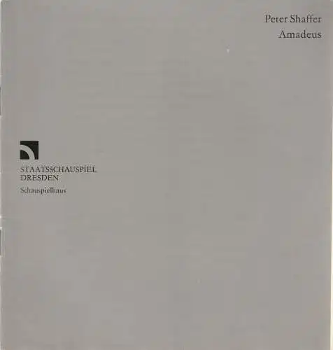 Staatsschauspiel Dresden, Gerhard Wolfram, Johannes Richter, Christoph Ehbets: Programmheft Peter Shaffer AMADEUS Premiere 1. März 1985 Schauspielhaus. 