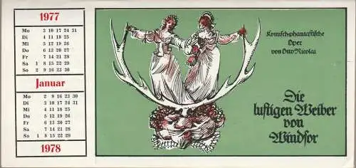 Theater der Stadt Cottbus, Ursula Fröhlich, Hans-Hermann Liebrecht, Walter Böhm: Programmheft Otto Nicolai DIE LUSTIGEN WEIBER VON WINDSOR Premiere 12. + 19. Februar 1977 Spielzeit 1976 / 77 Heft 7. 