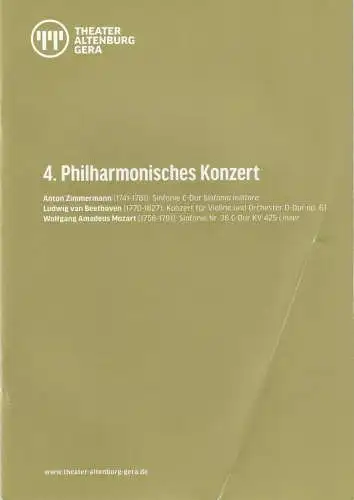 Theater Altenburg Gera , Kay Kuntze, Birgit Spörl, Steffen Schönfeld: Programmheft 4. PHILHARMONISCHES KONZERT  4. + 5. Dezember 2019 Gera - Konzertsaal Reussisches Orchester. 