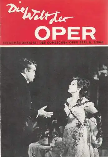 Komische Oper Berlin DDR, Horst Seeger, Stephan Stompor: DIE WELT DER OPER Informationsblatt der Komischen Oper 3 / 1968. 
