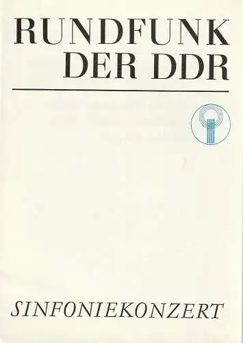 Rundfunk der DDR: Programmheft RUNDFUNK DER DDR SINFONIEKONZERT 2. ANRECHTSKONZERT  8. November 1982 Metropol-Theater. 