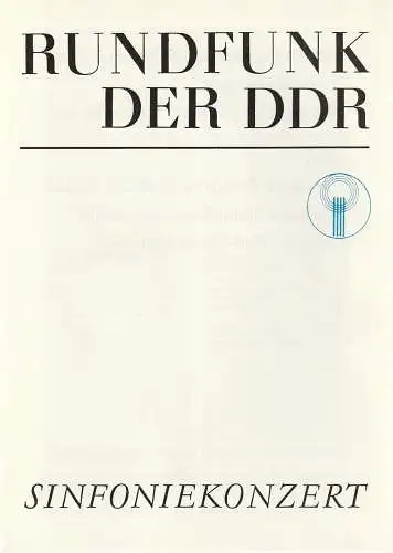Rundfunk der DDR: Programmheft RUNDFUNK DER DDR SINFONIEKONZERT  6. ANRECHTSKONZERT 14. April 1980 Metropol-Theater. 
