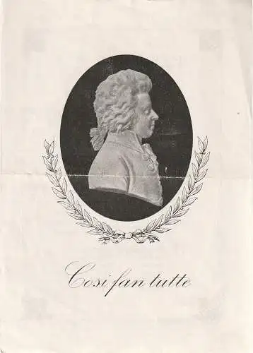 Städtische Bühnen Erfurt, Wilhelm Gröhl: Theaterzettel Wolfgang Amadeus Mozart COSI FAN TUTTE Spielzeit 1950 / 51. 