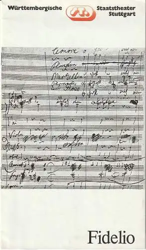 Generalintendanz der Württembergischen Staatstheater, Heinz Knorr: Programmheft Ludwig van Beethoven FIDELIO  6. November 1980 Staatstheater Stuttgart  Großes Haus. 
