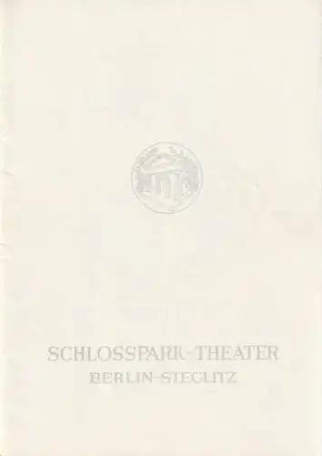 Schlosspark Theater, Boleslaw Barlog, Albert Beßler: Programmheft Tirso de Molina DON GIL VON DEN GRÜNEN HOSEN Spielzeit 1962 / 63 Heft 113. 