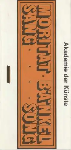 Akademie der Künste, Hans Dieter Zimmermann: Programmheft MORITAT BÄNKEL SANG   SONG  30. Oktober - 8. November 1970. 