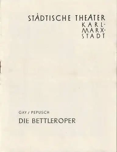 Städtische Theater Karl-Marx-Stadt, Paul Herbert Freyer, Wolf Ebermann: Programmheft John Gay / Johann Christoph Pepusch DEIE BETTLEROPER  Premiere 21. Mai 1958 Spielzeit 1958 / 59   (The Beggar's Opera ). 