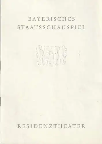 Bayerisches Staatsschauspiel Helmut Henrichs, Gerhard Reuter: Programmheft August Strindberg TOTENTANZ Residenztheater 1964. 