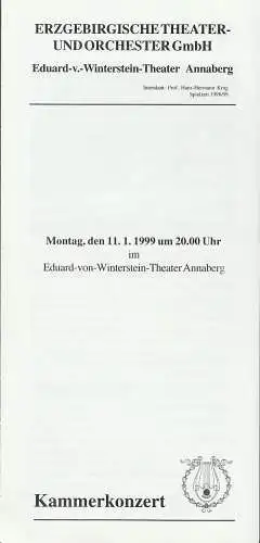 Erzgebirgische Theater- und Orchester GmbH, Eduard-von-Winterstein-Theater Annaberg, Hans Hermann Krug, Michael Eccarius: Programmheft KAMMERKONZERT Duo-Abend für Violine und Klavier 11.1.1999 Spielzeit 1998 / 99. 