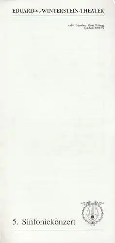 Eduard-von-Winterstein-Theater Annaberg, stellv. Intendant Klaus Vorberg, Michel Eccarius: Programmheft 5. SINFONIEKONZERT ORCHESTER DES EDUARD-VON-WINTERSTEIN-THEATERS ANNABERG 3. Mai 1993 Spielzeit 1992 / 93 Heft 18. 