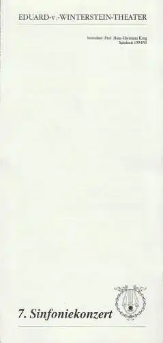 Eduard-von-Winterstein-Theater Annaberg,Hans Hermann Krug, Michel Eccarius: Programmheft 7. SINFONIEKONZERT GASTSPIEL DES KARLSBADER SINFONISCHEN ORCHESTERS 8. Mai 1995 Eduard-von-Winterstein-Theater Spielzeit 1994 / 95 Heft 18. 