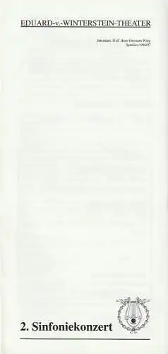 Eduard-von-Winterstein-Theater Annaberg, Hans-Hermann Krug, Michael Eccarius: Programmheft 2. SINFONIEKONZERT ORCHESTER DES EDUARD-VON-WINTERSTEIN-THEATERS  MIT DEM ERZGEBIRGISCHEN SINFONIEORCHESTER AUE   23. September 1996  Annaberg-Buchholz Spielzeit 19