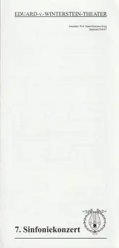 Eduard-von-Winterstein-Theater Annaberg, Hans-Hermann Krug, Michael Eccarius: Programmheft 7. SINFONIEKONZERT ORCHESTER DES EDUARD-VON-WINTERSTEIN-THEATERS  MIT DEM ERZGEBIRGISCHEN SINFONIEORCHESTER AUE 15. + 17. März 1997  Spielzeit 1996 / 97 Heft 15. 
