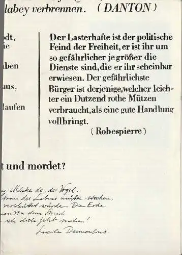 Städtische Theater Karl-Marx-Stadt, Gerhard Meyer, Doris Tschierschky, Florian Morgenstern: Programmheft Georg Büchner DANTONS TOD Städtische Theater Karl-Marx-Stadt 1980. 