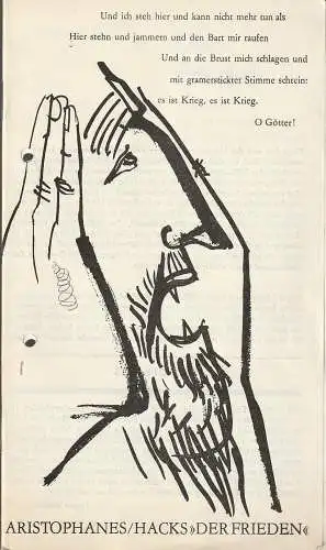 Städtische Theater Karl-Marx-Stadt, Gerhard Meyer, Doris Tschierschky, Ilona Langer, Günter Horlbeck: Programmheft Peter Hacks DER FRIEDEN Premiere 27. Januar 1977 Spielzeit 1976 / 77. 