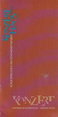 Konzerthaus Berlin, Frank Schneider, Tanja-Maria Martens: Programmheft MEISTERPIANISTEN BARRY DOUGLAS 11. Januar 1995 Großer Konzertsaal Saison 1994 / 95. 