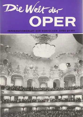 Komische Oper Berlin DDR, Stephan Stompor: DIE WELT DER OPER Informationsblatt der Komischen Oper 8 / 9 1977. 