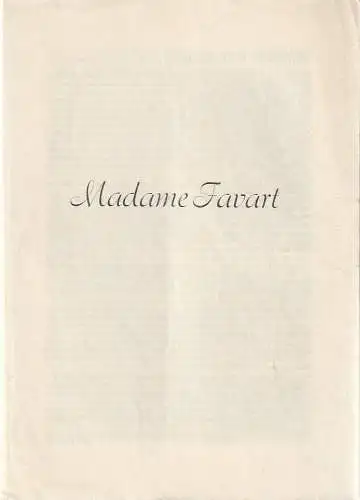 Stadttheater Zittau: Programmheft Jacques Offenbach MADAME FAVART. 