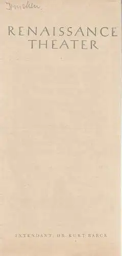 Renaissance Theater, Kurt Raeck, Werba KG: Programmheft Howard Lindsay / Russel Crouse DER HERR IM HAUS. 