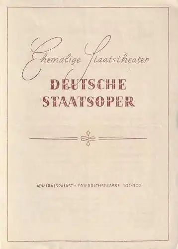 Ehemalige Staatstheater Deutsche Staatsoper: Programmheft E. Humperdinck HÄNSEL UND GRETEL 21. Dezember 1946 Admiralspalast. 