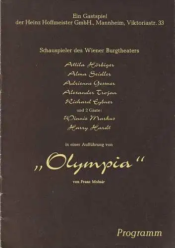 Heinz Hoffmeister Tournee: Programmheft Franz Molnar OLYMPIA. 