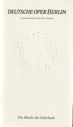 Deutsche Oper Berlin, Götz Friedrich, Günther Uecker ( Prägung der Titelseite ), Sigrid Laumer, Karl Dietrich Gräwe: Programmheft Giuseppe Verdi DIE MACHT DES SCHICKSALS Prägung Günther Uecker. 