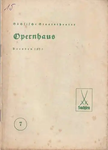 Verwaltung der Sächsischen Staatstheater, Opernhaus Dresden, Hans Strohbach: Programmheft Giuseppe Verdi EIN MASKENBALL - AMELIA 11. Januar 1939. 