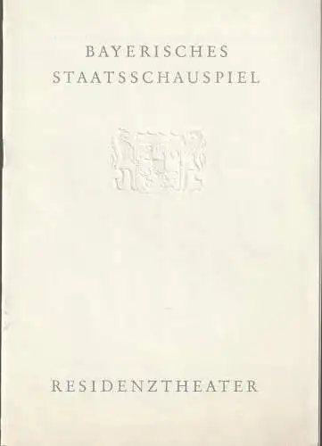 Bayerisches Staatsschauspiel, Helmut Henrichs, Dieter Hackemann: Programmheft Johann Wolfgang von Goethe IPHIGENIE AUF TAURIS Premiere 1. November 1966 Residenztheater Spielzeit 1966 / 67. 