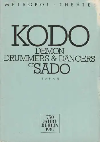 Künstler-Agentur der DDR, DEWAG Berlin, Volkmar Draeger, Detlef Fiedler, Dieter Frehsecke: Programmheft KODO DRUMMERS & DANCERS OF SADO JAPAN. 