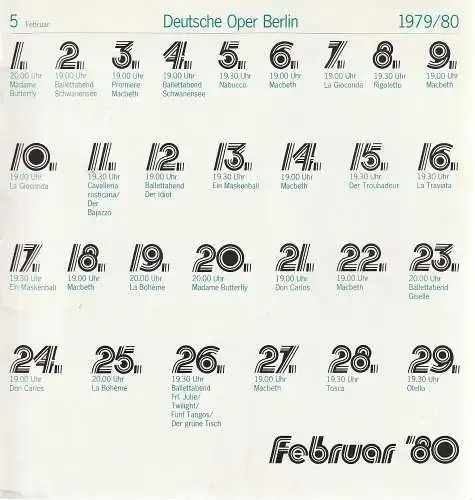 Deutsche Oper Berlin, Siegfried Palm: Programmheft Giuseppe Verdi MACBETH Premiere 3. Februar 1980 Spielzeit 1979 / 80 Nr. 5 Februar. 