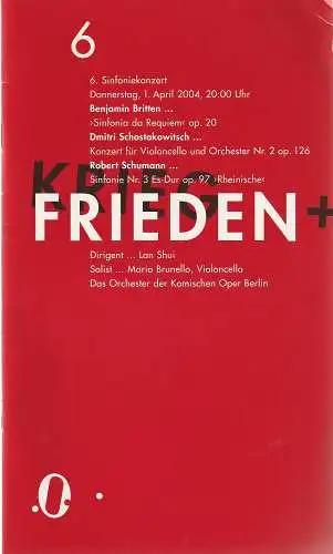 Komische Oper Berlin, Andreas Homoki, Kirill Petrenko, Malte Krasting: Programmheft 6. SINFONIEKONZERT 1. April 2004. 