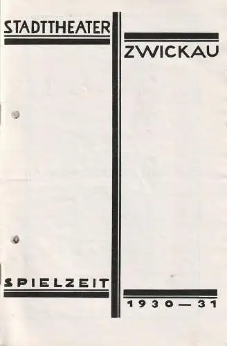 Stadttheater Zwickau, Stadttheater Reichenbach, Wolfgang Poppe: Programmheft Franz Lehar DER ZAREWITSCH Stadttheater Reichenbach 1931. 
