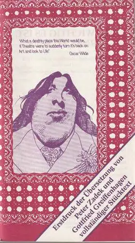 Freie Volksbühne Berlin, Kurt Hübner, Burkhard Mauer, Heike Wiehle: Programmheft Bunbury oder Wie wichtig es ist ernst zu sein Zadek 1980. 