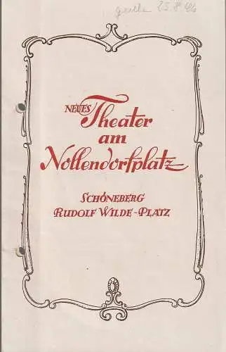 Neues Theater am Nollendorfplatz: Programmheft Jean Gilbert KATJA, DIE TÄNZERIN Neues Theater Nollendorfplatz 1946. 