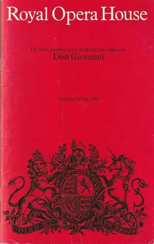 Royal Opera House, Sir John Tooley: Programmheft Wolfgang Amadeus Mozart DON GIOVANNI 26 May 1983. 