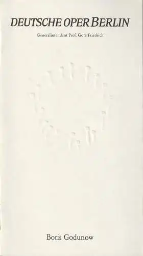 Deutsche Oper Berlin, Götz Friedrich, Günther Uecker ( Entwurf Prägung der Titelseite ), Karl Dietrich Gräwe: Programmheft Modest Petrowitsch Mussorgsky BORIS GODUNOW. 