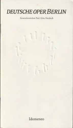 Deutsche Oper Berlin, Götz Friedrich, Günther Uecker ( Entwurf Prägung der Titelseite ), Karl Dietrich Gräwe: Programmheft Wolfgang Amadeus Mozart IDOMENEO Deutsche Oper Berlin 1981. 